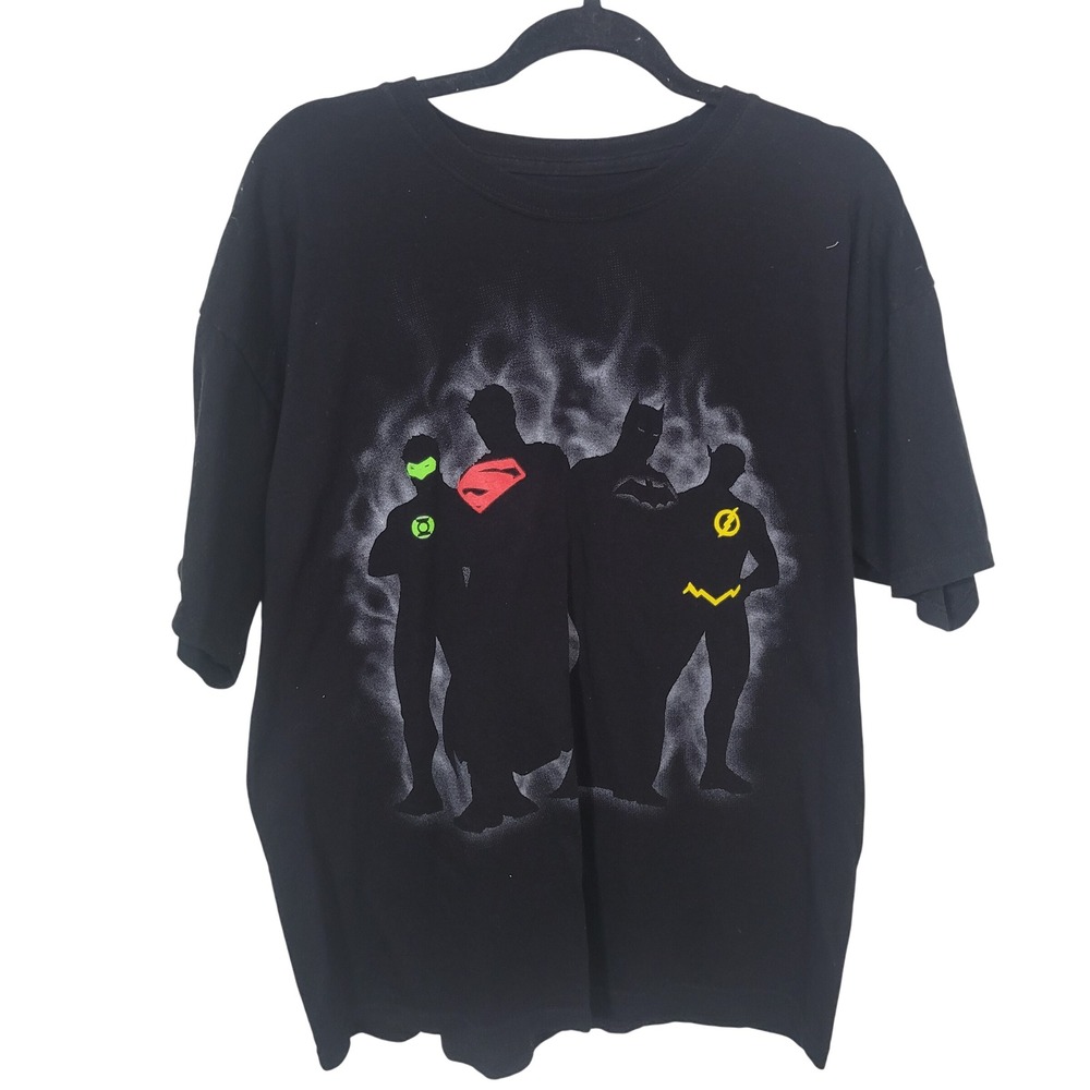 Justice League XL Graphic T-Shirt Mens Black DC Comics Superman Batman Flash Tee